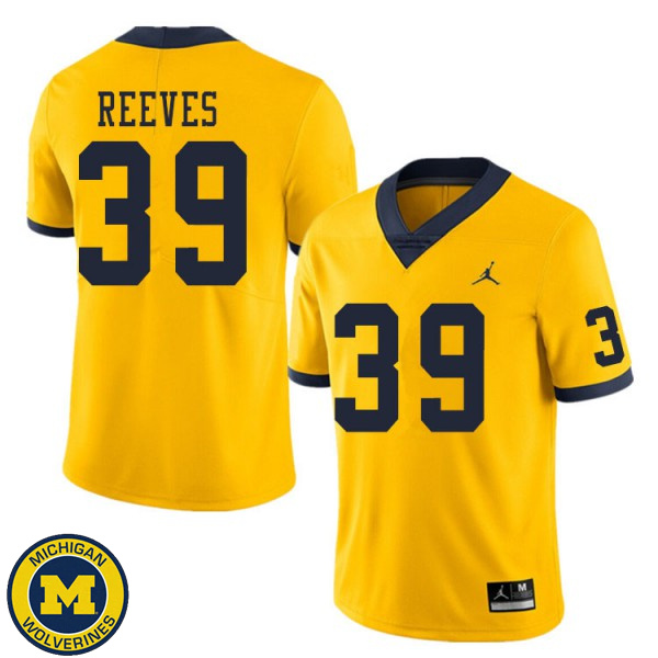 Men's Michigan Wolverines #39 Lawrence Reeves Yellow Alumni Jersey